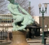 Funny Pictures - Boy and Turtle Statue